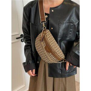 Adjustable Strap Chain Accent Crossbody Bag